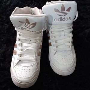 Adidas white and rose gold platform sneakers size us 6.5